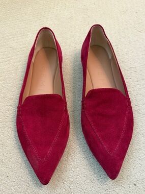M. Gemi The Gia Red-Pink Velvet Loafers